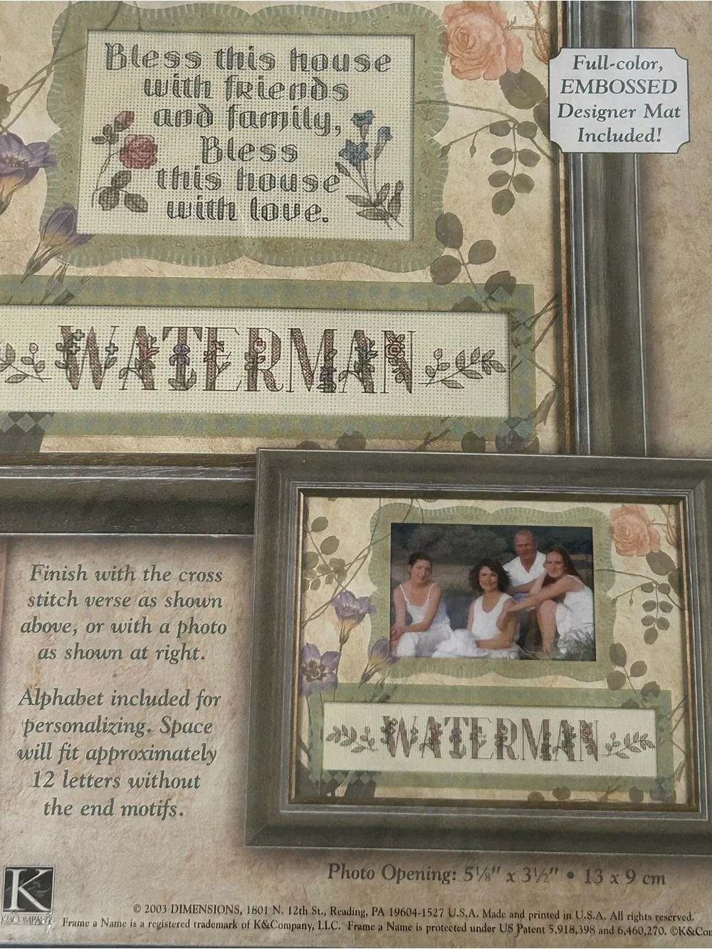 Dimensions Frame a Name 6951 Cross Stitch Kit Bless this House NEW